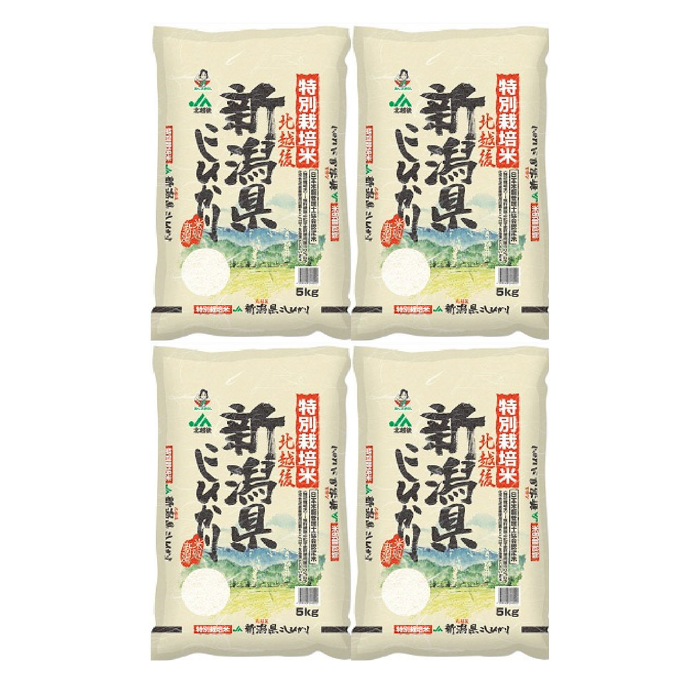 新潟 JA北越後産 特別栽培米コシヒカリ 5kg×4 御祝 ギフト ご褒美 絶品 祝 お土産 グルメ